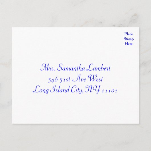  blauw en wit Floral bruiloft / partij RSVP Uitnodiging Briefkaart (Achterkant)