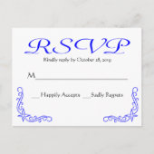 blauw en wit Floral bruiloft / partij RSVP Uitnodiging Briefkaart (Voorkant)