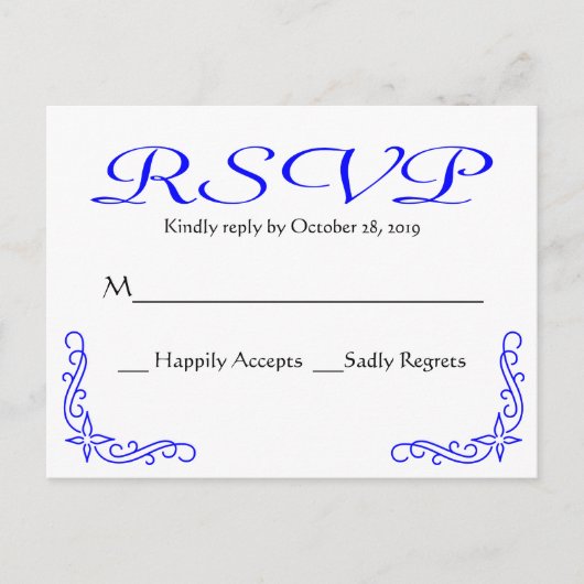 blauw en wit Floral bruiloft / partij RSVP Uitnodiging Briefkaart (Voorkant)
