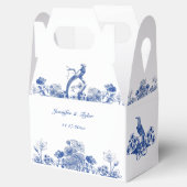 Blauw en wit floral China Patroon met vogel Bedankdoosjes (Geopend)