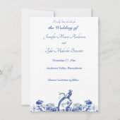 Blauw en wit floral China Patroon met vogel Kaart (Voorkant)