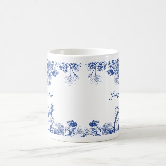 Blauw en wit floral China Patroon met vogel Koffiemok (Center)