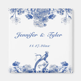 Blauw en wit floral China Patroon met vogel Magneet