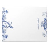 Blauw en wit floral China Patroon met vogel Notitieblok (Voorkant)