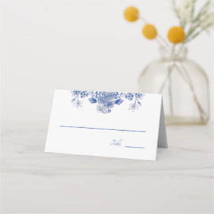 Blauw en wit floral China Patroon met vogel Plaatskaartje