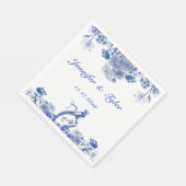 Blauw en wit floral China Patroon met vogel Servet (Hoek)