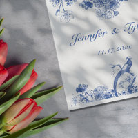 Blauw en wit floral China Patroon met vogel