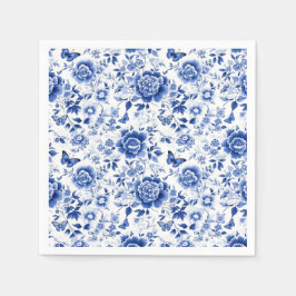 Blauw en wit Floral Chinoiserie Servet