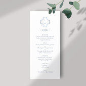 Blauw en wit | Floral Monogram Flat Wedding Menu