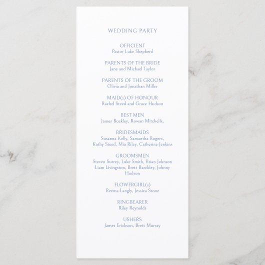 Blauw en wit | Floral Monogram Trouwprogramma Menu (Achterkant)