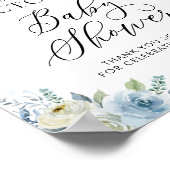 Blauw en wit Floral Nautical Baby shower Welkom Poster (Hoek)