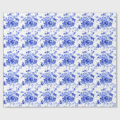  blauw en wit Floral Patroon Cadeaupapier (Vlak)