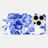  blauw en wit Floral Patroon Case-Mate iPhone Case (Achterkant (horizontaal))