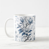 Blauw en wit  Floral Patroon Koffiemok (Links)