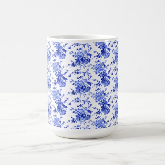  blauw en wit Floral Patroon  Koffiemok (Center)