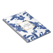 blauw en wit Floral Patroon Notitieboek (Rechterzijde)