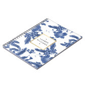 blauw en wit Floral Patroon Notitieboek (Linkerzijde)