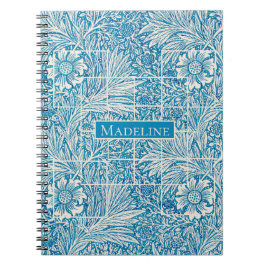 Blauw en wit  Floral Patroon Notitieboek