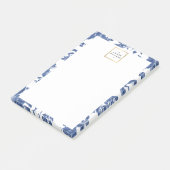 blauw en wit Floral Patroon Post-it® Notes (Schuin)