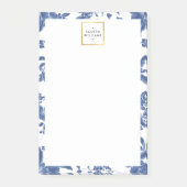  blauw en wit Floral Patroon Post-it® Notes (Voorkant)