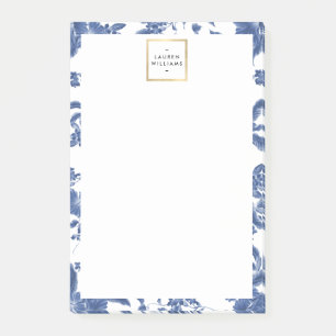 blauw en wit Floral Patroon Post-it® Notes