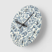  blauw en wit Floral Patroon Ronde Klok (Hoek)
