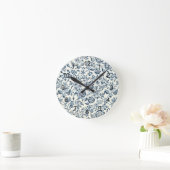  blauw en wit Floral Patroon Ronde Klok (Huis)