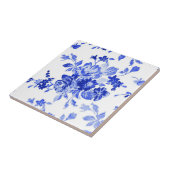  blauw en wit Floral Patroon Tegeltje (Zijkant)