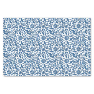  blauw en wit Floral Patroon Tissuepapier