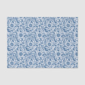 blauw en wit Floral Patroon Tissuepapier (Voorkant)