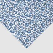 blauw en wit Floral Patroon Tissuepapier (Detail)