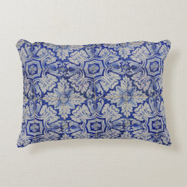 Blauw en wit  Floral Pattern Accent Kussen