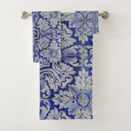 Blauw en wit  Floral Pattern Bad Handdoek