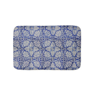 Blauw en wit  Floral Pattern Badmat