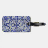 Blauw en wit  Floral Pattern Bagagelabel (Achterkant horizontaal)
