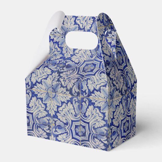Blauw en wit  Floral Pattern Bedankdoosjes (Achterkant)