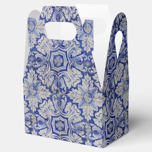 Blauw en wit  Floral Pattern Bedankdoosjes (Geopend)