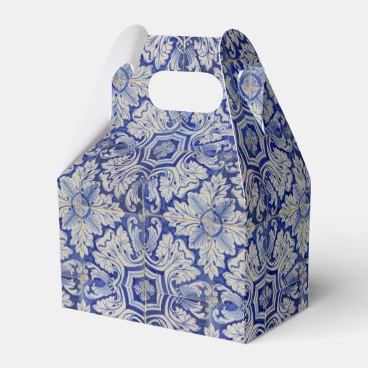 Blauw en wit  Floral Pattern Bedankdoosjes (Voorkant Zijde)