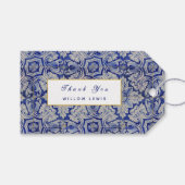 Blauw en wit Floral Pattern Cadeaulabel (Voorkant (Horizontaal))
