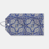 Blauw en wit Floral Pattern Cadeaulabel (Achterkant Horizontaal)
