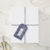 Blauw en wit Floral Pattern Cadeaulabel (Met Touw)