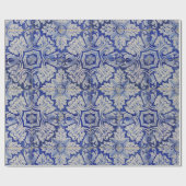 Blauw en wit  Floral Pattern Cadeaupapier (Vlak)
