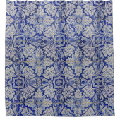 Blauw en wit Floral Pattern Douchegordijn (Voorkant)