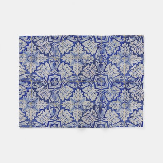 Blauw en wit  Floral Pattern Fleece Deken (Voorkant (Horizontaal))