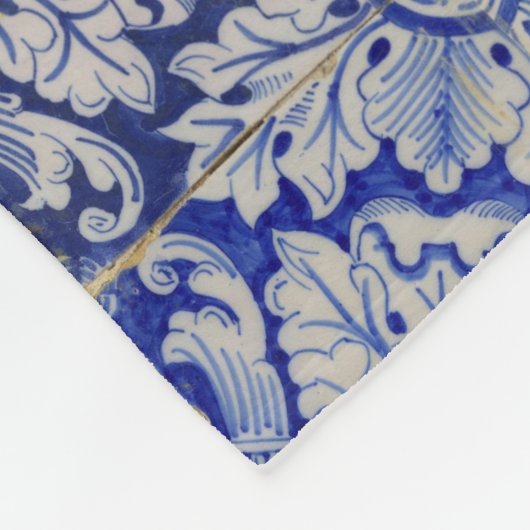 Blauw en wit  Floral Pattern Fleece Deken (Hoek)