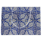 Blauw en wit  Floral Pattern Groot Cadeauzakje (Voorkant)