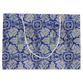 Blauw en wit  Floral Pattern Groot Cadeauzakje (Achterkant)