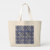 Blauw en wit Floral Pattern Grote Tote Bag (Achterkant)
