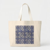 Blauw en wit Floral Pattern Grote Tote Bag (Voorkant)