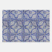 Blauw en wit  Floral Pattern Inpakpapier Vel (Voorkant 3)